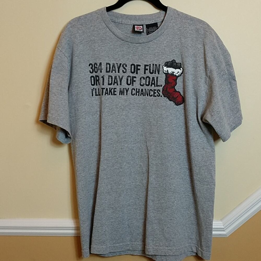 Stocking of Coal Christmas Gray T-shirt size Large
